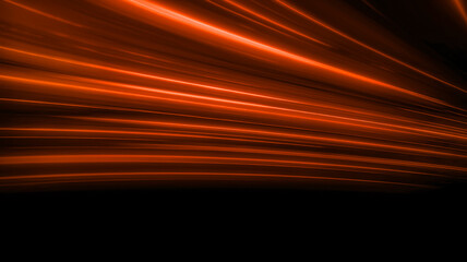 High speed orange line abstract technology background digital fiber hi tech concept. Speed light line blurred on dark background, Data fast transfer simulation.