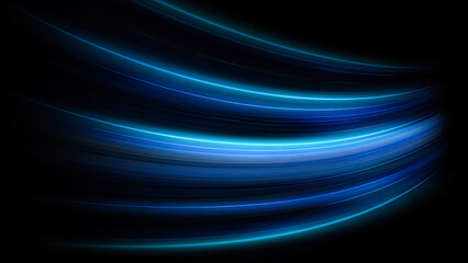 High speed blue line abstract technology background digital fiber hi tech concept. Speed light line blurred on dark background, Data fast transfer simulation.