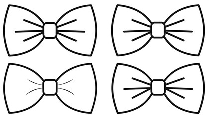 Four simple black and white bow tie illustrations