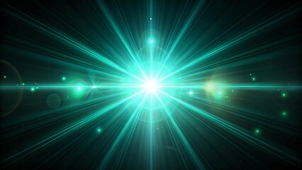 Obraz premium Teal And Green Lens Flare Crossing A Black Background 