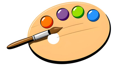 paintbrushes and palette, creative art vector, painting kit icon, watercolor palette illustration, art tools vector, artistic palette icon, painter supplies icon, brush and paint palette, colored pain