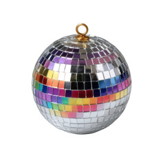 Obraz premium Shiny disco ball with colorful mosaic reflections and golden ornament