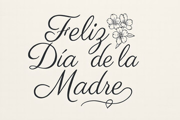 Elegant Calligraphy Feliz Dia de la Madre with Floral Embellishment Illustration