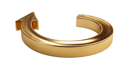 Shiny golden arrow on a transparent backdrop suggests forward movement, recycling, or a fresh start with a clean and modern feel.