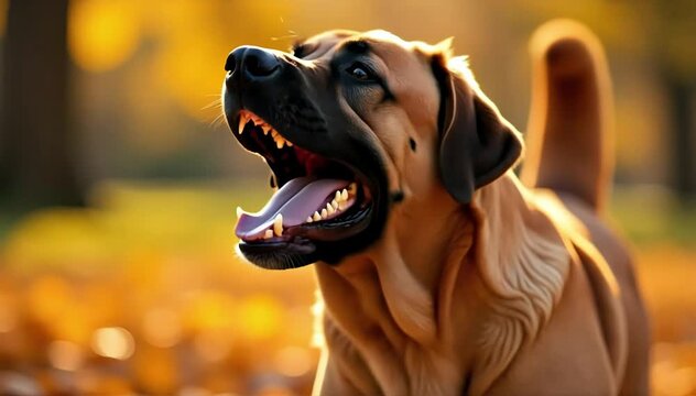 Mastiff laughing with a rumbling growl