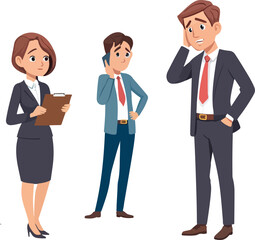 Fototapeta premium A team of business professionals standing together in office attire with confident