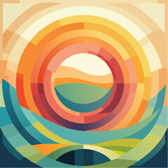 Obraz premium Abstract illustration of vibrant overlapping circles in a vintage background