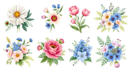 Garden flowers, Vintage flower set, Watercolor flowers, Floral bouquet, Nature flowers set, Line art flowers, Doodle flowers, Wildflowers collection, Tropical flowers, Ornamental flowers, Floral eleme