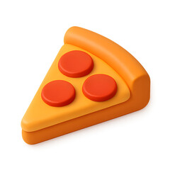 3D Rendered Delicious Pepperoni Slice of Pizza Fast Food Icon