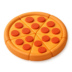 Minimalist 3D Rendered Pepperoni Pizza with Slice Divisions and Clean Design