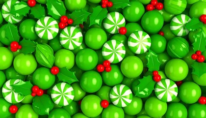 Obraz premium Festive green Christmas candy background