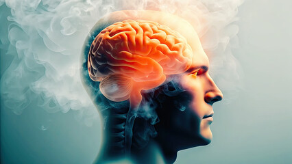 Obraz premium Brain fog and concentration problems concept. Abstract representation of creativity and thought process.