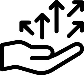 Hand holding upward trending arrows symbolizing growth and progress in business and finance