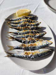 Grilled Sardines with Lemon in Málaga, Spain