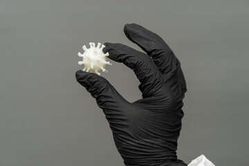 Study of coronavirus representation on gloves during epidemic research by experts in infectious...