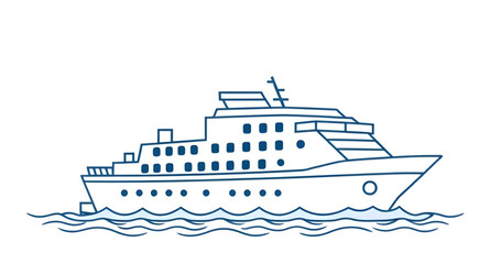 Obraz premium Ship cartoon vector, Ship deck illustration, Ocean liner vector, Cruise ship art, Seascape with ship, Ship side view, Front view cruise ship, Ship silhouette, Anchor and ship vector, Ship on waves, Bl