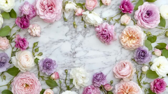 Elegant floral arrangement on marble surface. Perfect for wedding planners and luxury event decoration services.