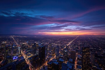 Fototapeta premium City lights meet sunset