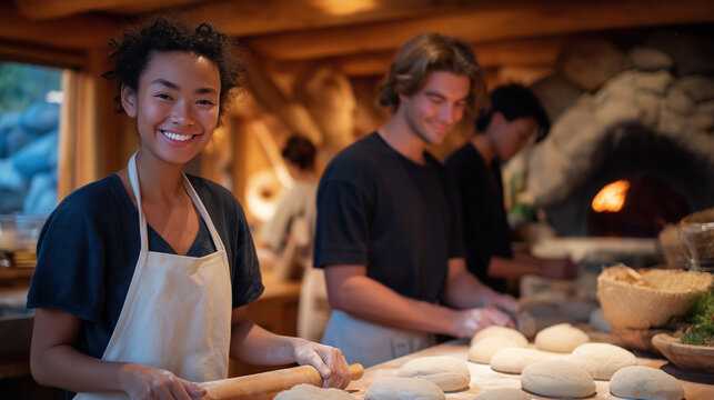 Rural Cooking Class in Farmhouse Kitchen for Bread Baking