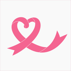 Vector Clipart Love Shape of Pink Ribbons. Feminine Symbol for Breast Cancer Awareness, Fashion Projects, and Advocacy Graphics