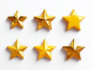 Obraz premium Gold Star Rating on White Background for Reviews and Rankings