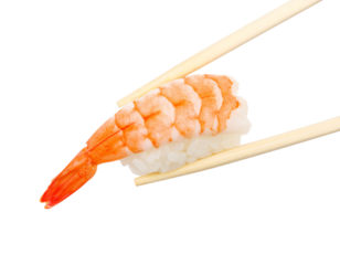 sushi with chopsticks
