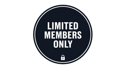 Limited Members Only Dark Blue Circle Emblem with Lock Vector