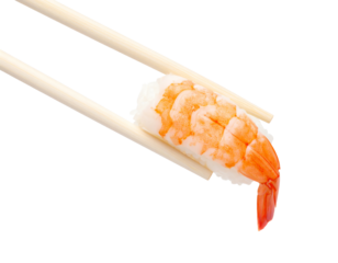 sushi with chopsticks