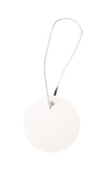 blank paper tag with string isolated on white