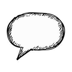 Speech bubble outline for dialogue or message on transparent background.