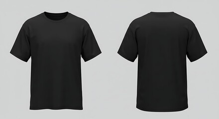 Naklejka premium Blank black cotton men's t-shirt template for your clothing design on a white background, front and back views