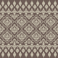 Abstract floral damask ethnic, aztec, tribal, traditional textile wraping, silk pattern seamless vector illustration design.