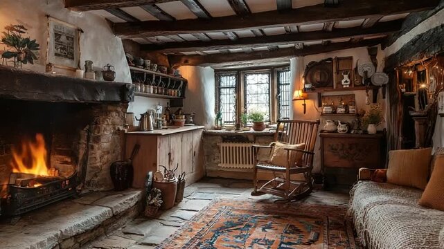 tudor cottage interior in stratford-upon-avon video