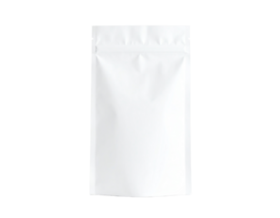 blank packaging white paper bag for instant tea product mock-up isolated on white background with clipping path