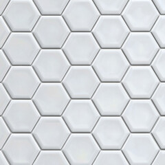 Obraz premium Modern White Hexagonal Tile Seamless Pattern Texture, Ideal for Contemporary Bathroom Backsplashes, Stylish Kitchen Floors, or Clean Minimalist Interior Design Backgrounds. 