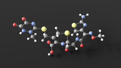 ceftriaxone molecule 3d, molecular structure, ball and stick model, structural chemical formula antibiotic
