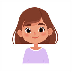 Cheerful, happy portrait of a schoolgirl. Vector illustration in a cute flat style
