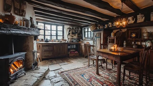 tudor cottage interior in stratford-upon-avon video