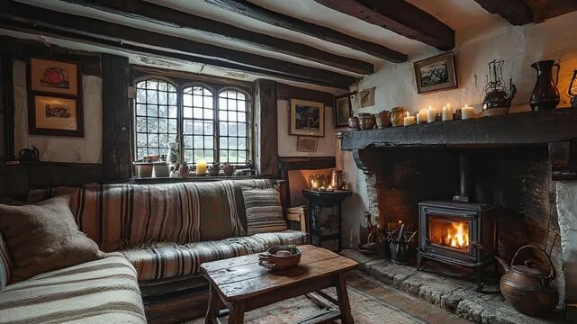 tudor cottage interior in stratford-upon-avon video