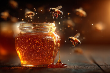 Fresh honey, ingredient for healthy food.