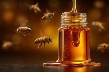 Fresh honey, ingredient for healthy food.
