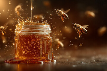 Fresh honey, ingredient for healthy food.