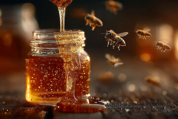 Fresh honey, ingredient for healthy food.