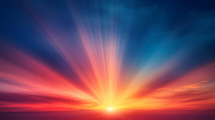 Obraz premium A breathtaking sunset display with vibrant colors radiating across the sky, creating a peaceful and serene atmosphere.