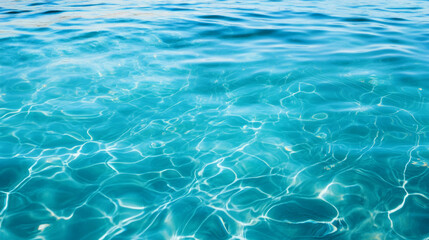 A clear blue water surface shimmering under sunlight, showcasing natural beauty and tranquility, perfect for relaxation and calmness.