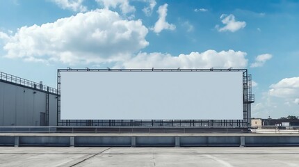 Obraz premium Blank white banner for advertisement on the fence of the park in the city