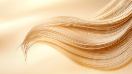 A close-up of flowing, silky blonde hair against a soft golden background, capturing light and texture beautifully.