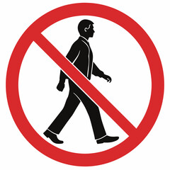 Prohibition sign indicating no pedestrians, showcasing safety protocol with a clear graphic. No pedestrians allowed, communicating restrictions for safety reasons,