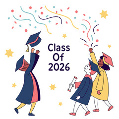 Graduation celebration for class of 2026 with confetti and stars