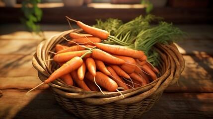 A photo of a basket filled with baby carrots.